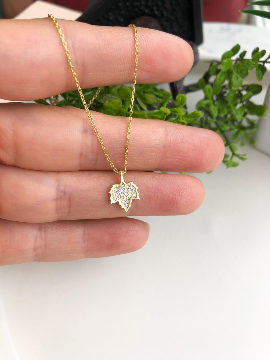 Minimal Çınar Kolye - Gold