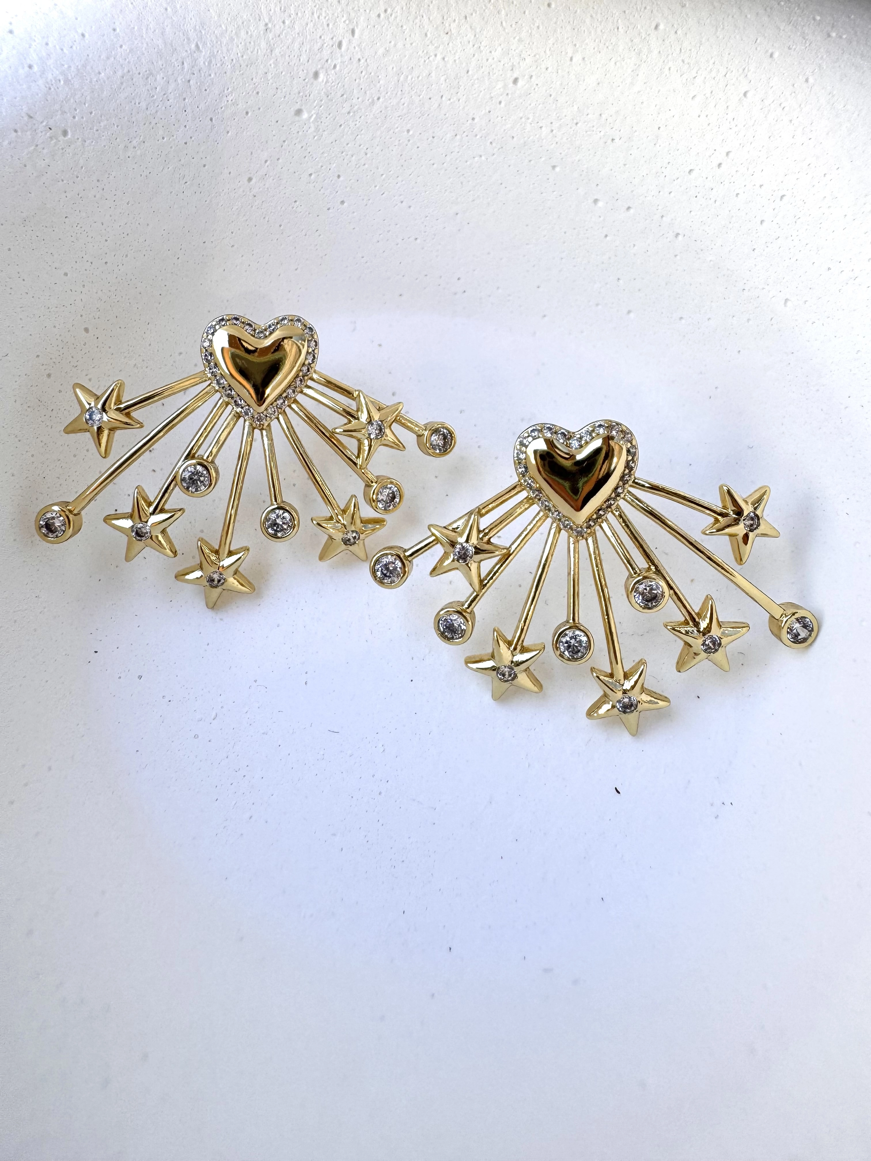 Kalp Ve Yıldız Model Küpe - Özel Seri - Gold