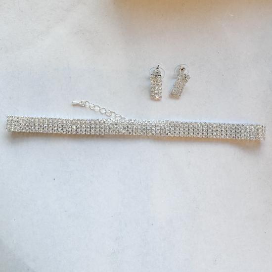 Choker Dört Sıra Su Yolu Kolye  -  Gümüş