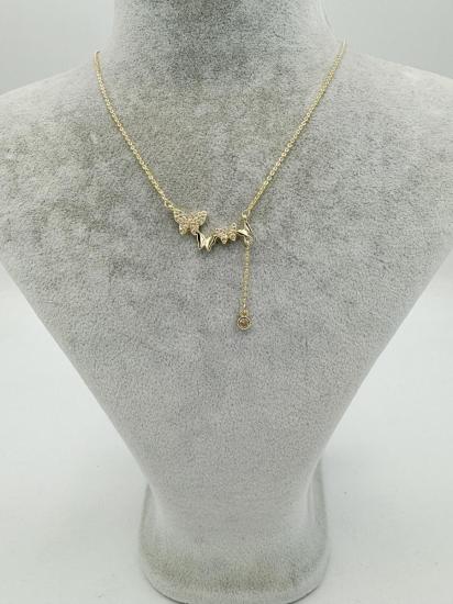 Minimal Taşlı Kelebek Kolye - Özel Seri - Gold