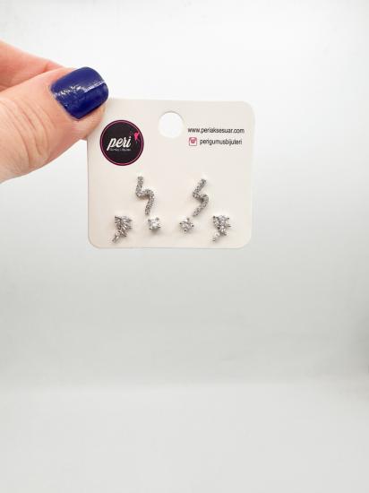 Altılı Taşlı Kombin Set - Özel Seri - Gümüş