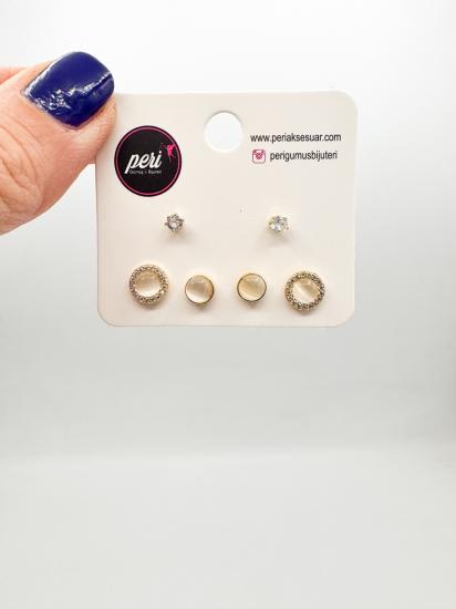 Altılı Sedef Taşlı Kombin Set - Özel Seri - Gold