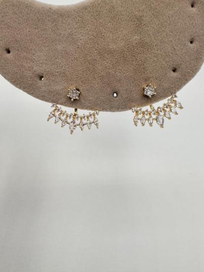 Sıra Taşlı Model Küpe - Özel Seri - Gold