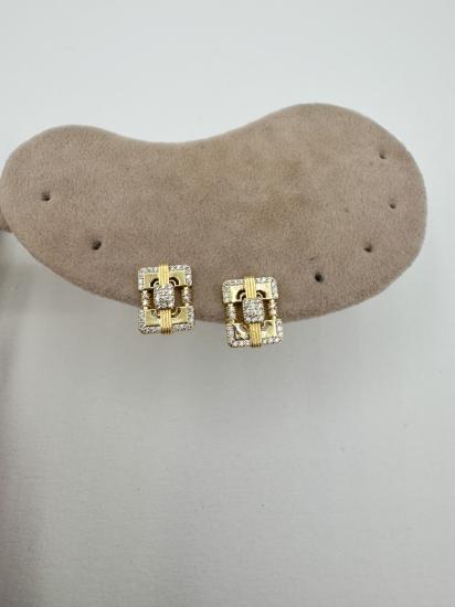 Zirkon Taşlı Dörtgen Küpe - Özel Seri - Gold