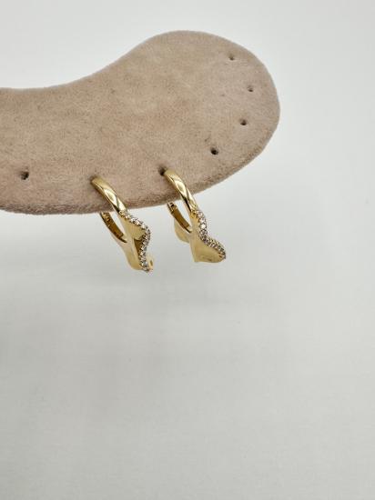 Zirkon Taşlı Asimetrik Halka Küpe - Özel Seri - Gold
