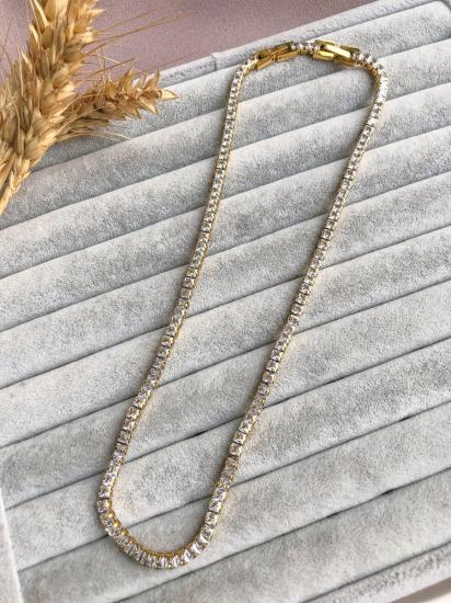 Çelik Kare Model Su Yolu Kolye - Gold