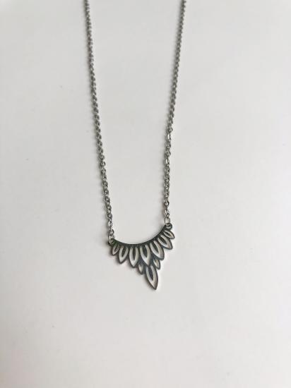 Çelik Desenli Kolye - Gümüş