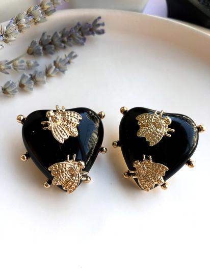 Bee Siyah Küpe - Özel Seri - Gold