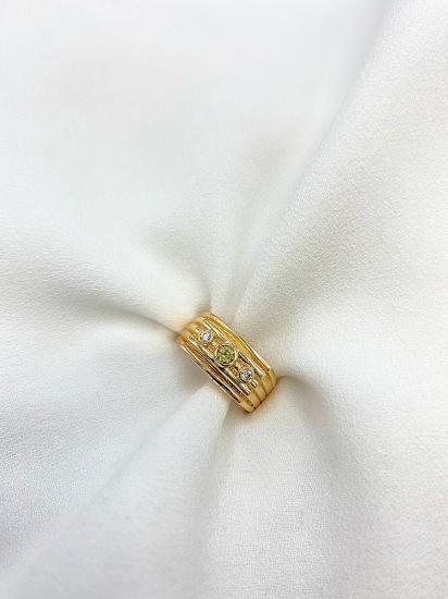 Alya Yeşil Taşlı Yüzük - Gold 