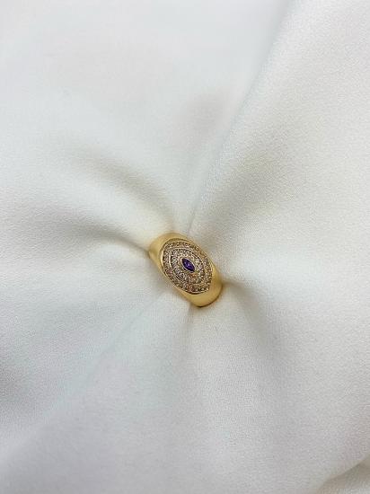 Viola Mor Taşlı Yüzük - Gold 