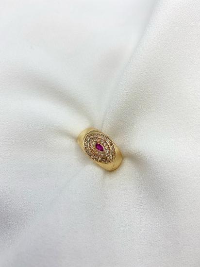 Viola Pembe Taşlı Yüzük - Gold 