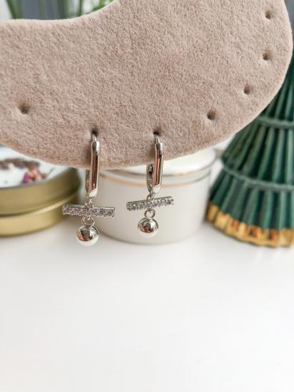 Taşlı Top Sallantılı Küpe - Özel Seri - Gümüş