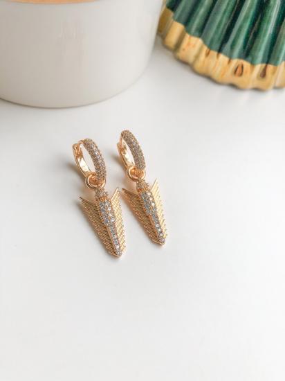 Taşlı Halk Ok Küpe - Özel Seri - Gold