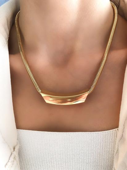 Plaka Model Kalın Zincir Kolye - Özel Seri -Gold