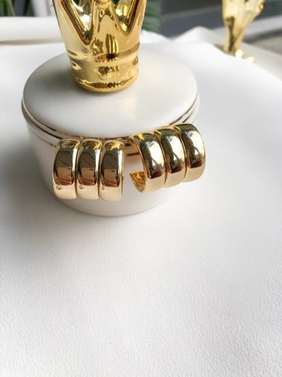 Üçlü Halka Görünümlü Küpe - Özel Seri - Gold