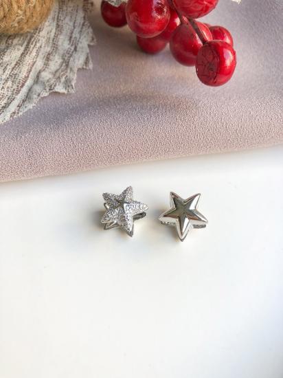 Minimal Taşlı Yıldız Küpe - Özel Seri - Gümüş
