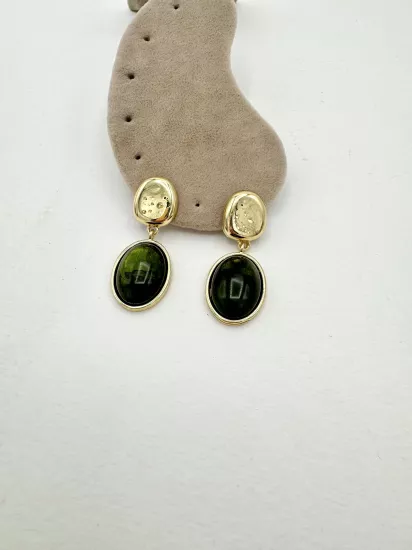 Sallantılı Yeşil Renk Küpe