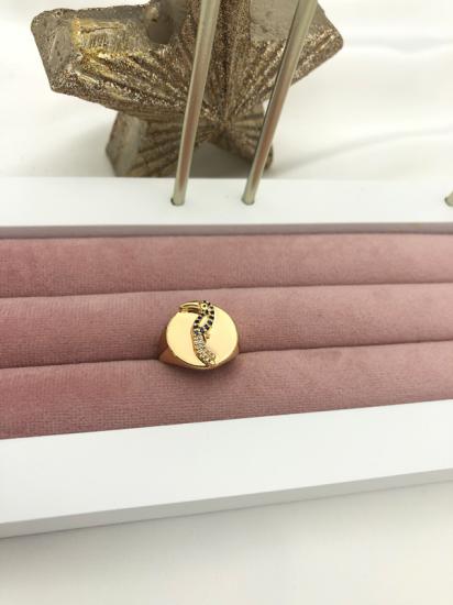 Mavi Taşlı Papağan Yüzük - Gold
