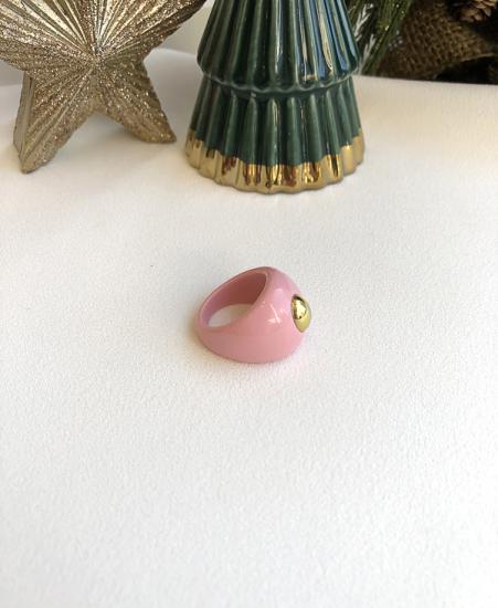 Pembe Bombeli Akrilik Yüzük